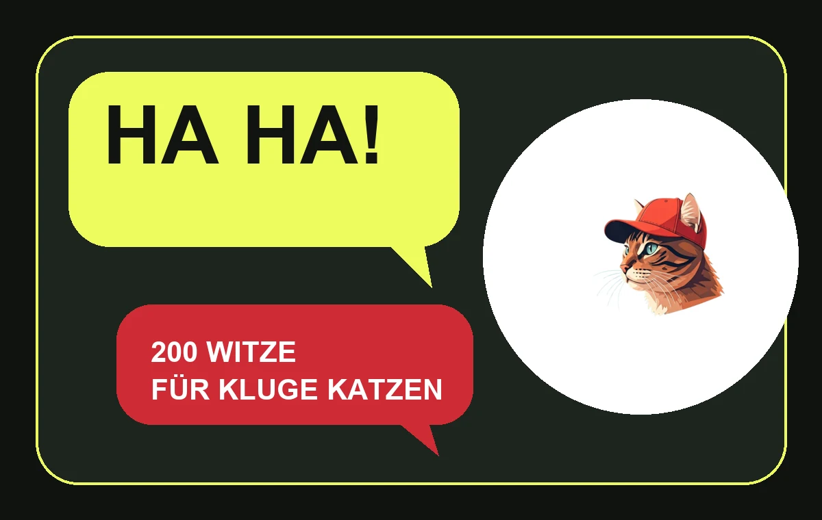 Corni mit roter Basecap zwischen bunten Sprechblasen im Witze-Labor