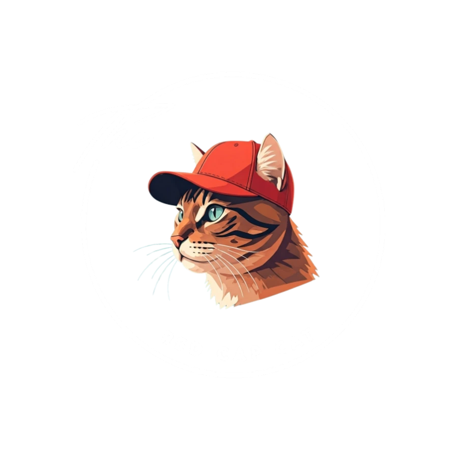 Corni, die freundliche braun getigerte Katze mit rotem Basecap