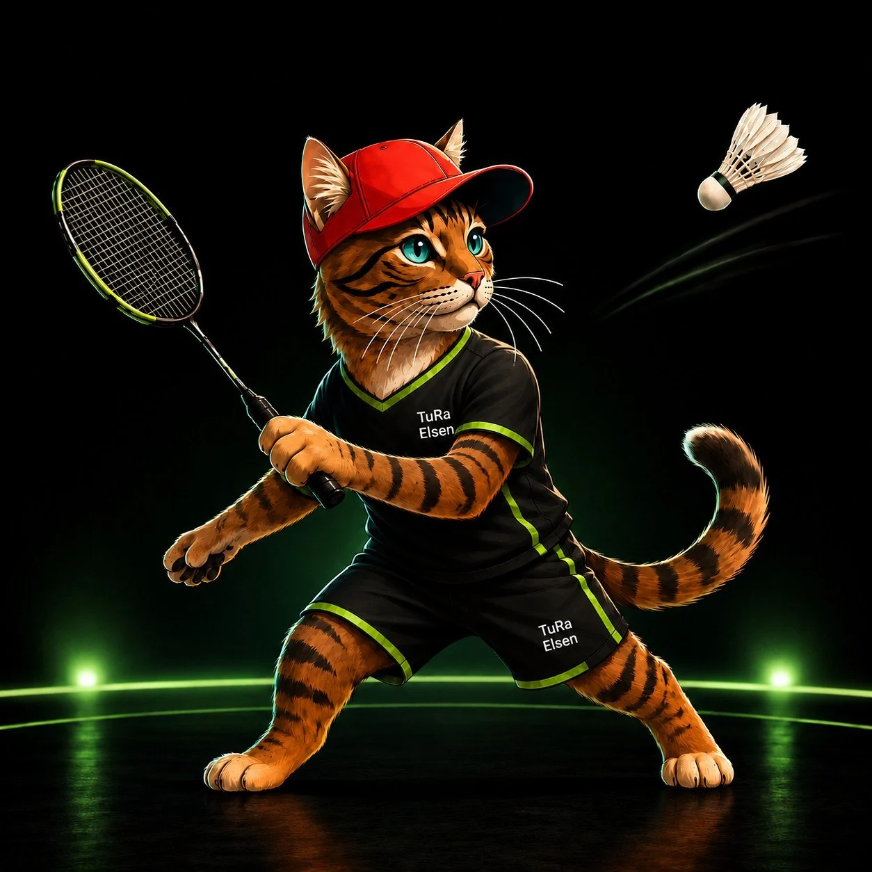 Corni spielt im schwarzen TuRa-Elsen-Trikot Badminton