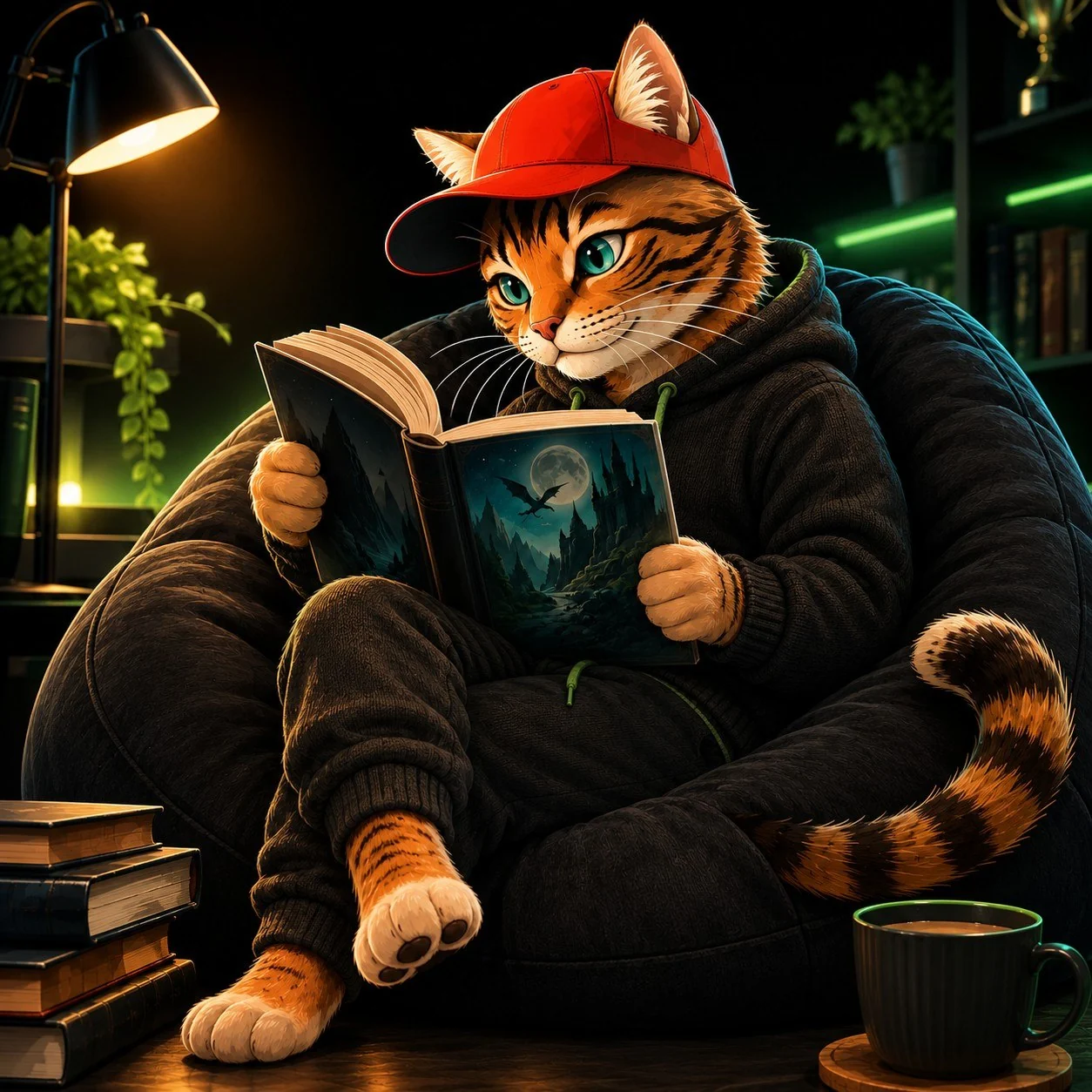Corni liest in einem Abenteuerbuch und sammelt neue Ideen